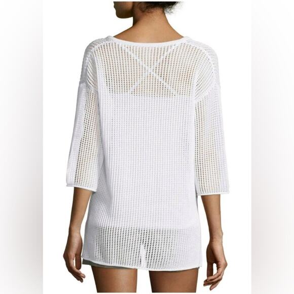 Theory white open knit crochet tunic top MEDIUM - Picture 6 of 10